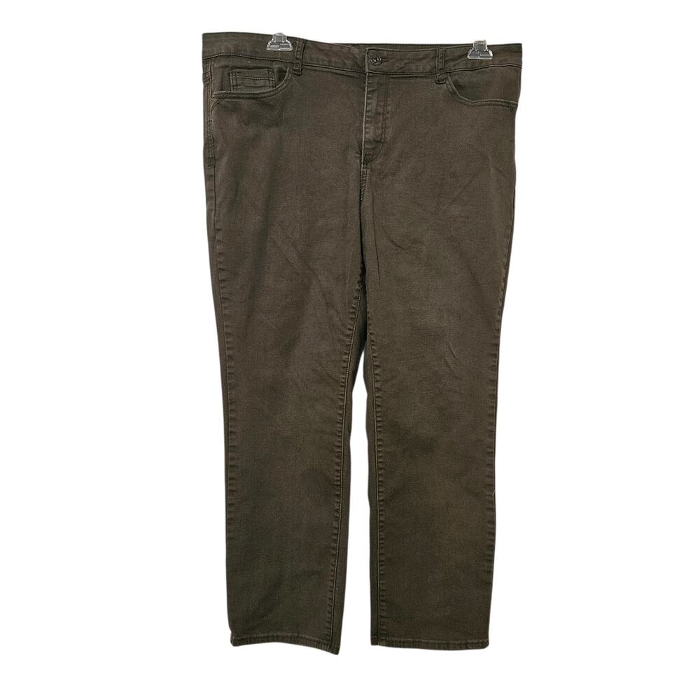 Dex Jeans Women's Size 18 Olive Green Work Pants Utility Stretchy High Rise